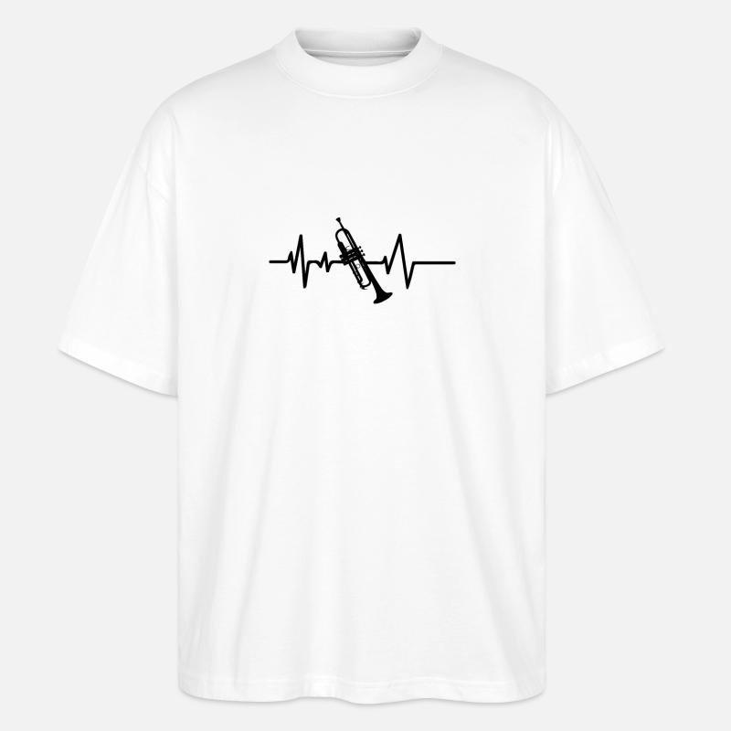 Trompete Heartbeat Bester Trompeter Spieler - Stanley/Stella Oversized Unisex Bio T-Shirt Blaster 2.0 - Weiß