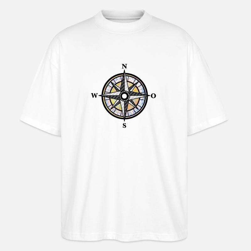 Kompass | Dein Wegweiser | Geschenkidee - Stanley/Stella Oversized Unisex Bio T-Shirt Blaster 2.0 - Weiß