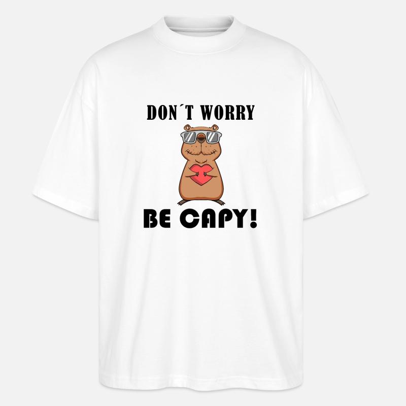 Capybara Wasserschwein Geschenk - Stanley/Stella Oversized Unisex Bio T-Shirt Blaster 2.0 - Weiß