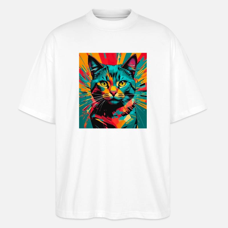Katze - Stanley/Stella Oversized Unisex Bio T-Shirt Blaster 2.0 - Weiß