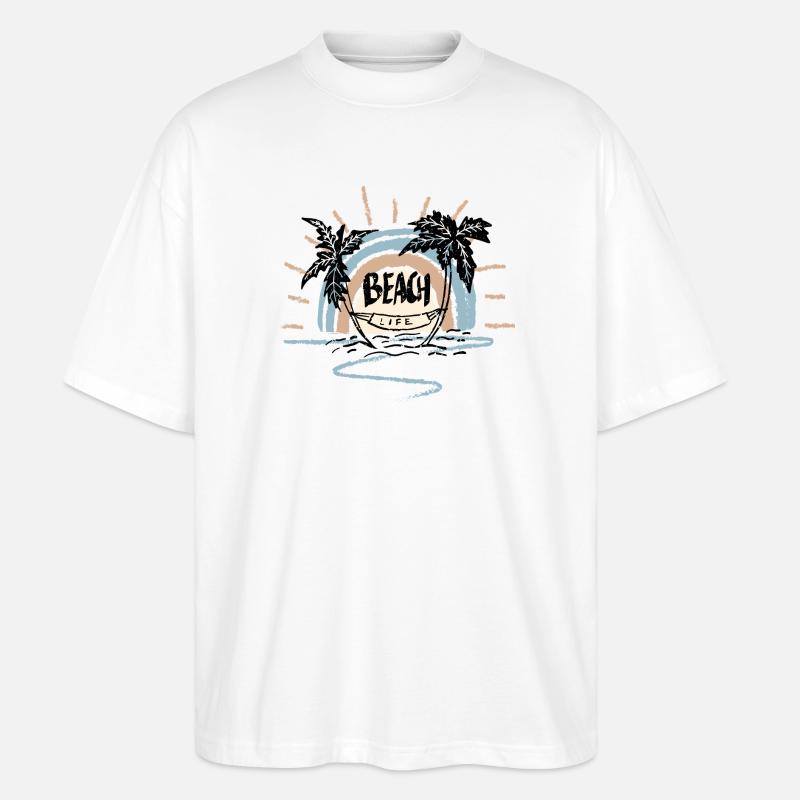Strandleben Sonnenaufgang Bogen - Stanley/Stella Oversized Unisex Bio T-Shirt Blaster 2.0 - Weiß