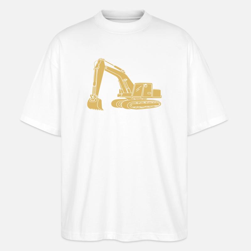 Baggerfahrer Silhouette - Baugeräteführer - Stanley/Stella Oversized Unisex Bio T-Shirt Blaster 2.0 - Weiß