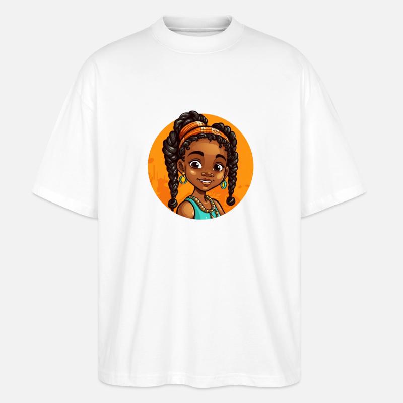 Elegant Afro-Heldinische Illustration - Stanley/Stella Oversized Unisex Bio T-Shirt Blaster 2.0 - Weiß