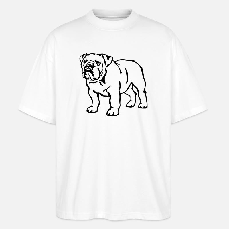 Englische Bulldogge - Stanley/Stella Oversized Unisex Bio T-Shirt Blaster 2.0 - Weiß
