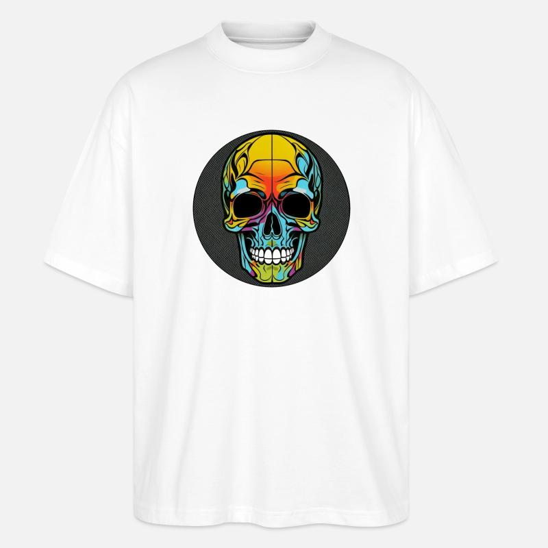 Skull bunt mit rand - Stanley/Stella Oversized Unisex Bio T-Shirt Blaster 2.0 - Weiß