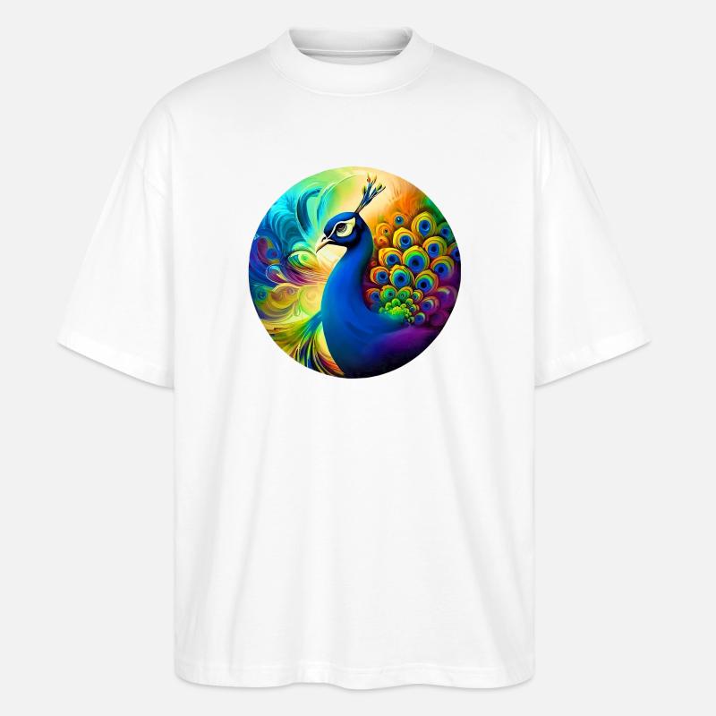 Pfau - Stanley/Stella Oversized Unisex Bio T-Shirt Blaster 2.0 - Weiß