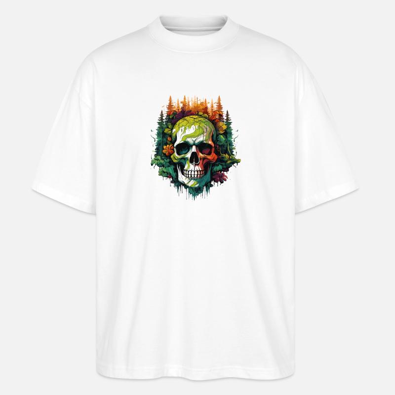 Regenbogen Schädel im Dschungel - Stanley/Stella Oversized Unisex Bio T-Shirt Blaster 2.0 - Weiß
