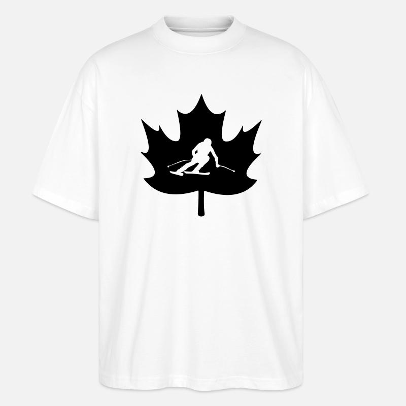 Canada maple leaf skiing logo - Stanley/Stella Oversized Unisex Organic T-shirt Blaster 2.0 - white