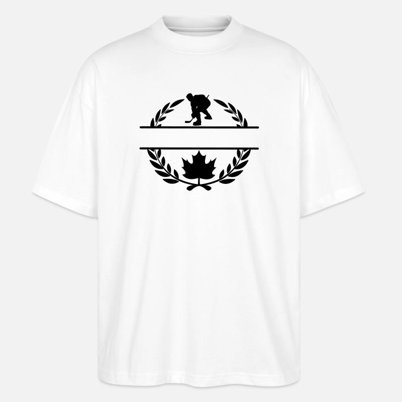 Kanada Ahornblatt Eishockey Lorbeerkranz - Stanley/Stella Oversized Unisex Bio T-Shirt Blaster 2.0 - Weiß