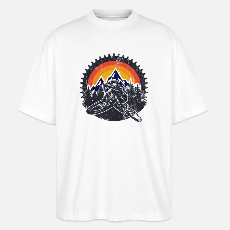 Sunset Peaks MTB Dash - Stanley/Stella Oversized Unisex Bio T-Shirt Blaster 2.0 - Weiß