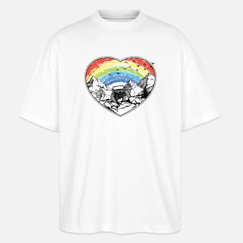 Regenbogenbogen über Bergen - Stanley/Stella Oversized Unisex Bio T-Shirt Blaster 2.0 - Weiß