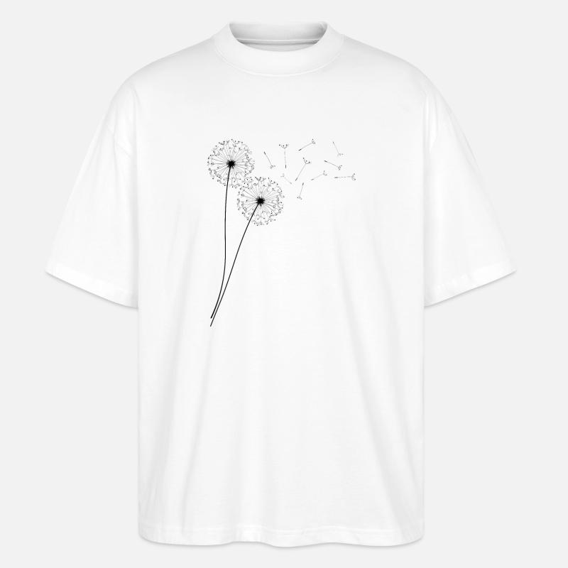 Schöne Pusteblume Löwenzahn Dandelion - Stanley/Stella Oversized Unisex Bio T-Shirt Blaster 2.0 - Weiß
