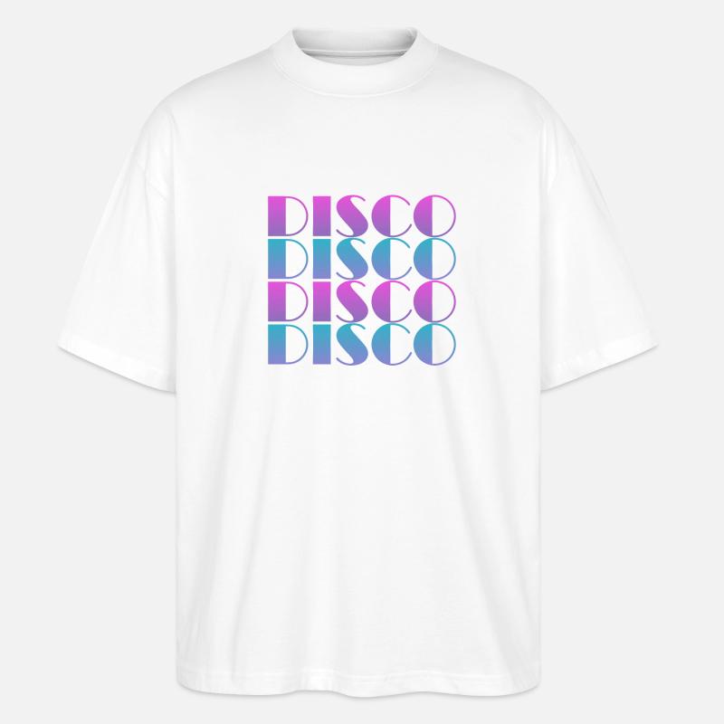 Vibrant Disco Text Pattern Design - Stanley/Stella Oversized Unisex Organic T-shirt Blaster 2.0 - white