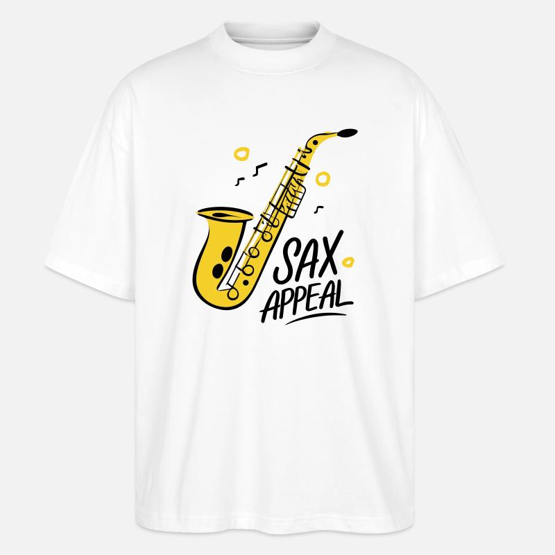 Saxophone Doré Jazz Graphique - T-shirt bio Blaster 2.0 coupe oversize Stanley/Stella Unisexe - blanc
