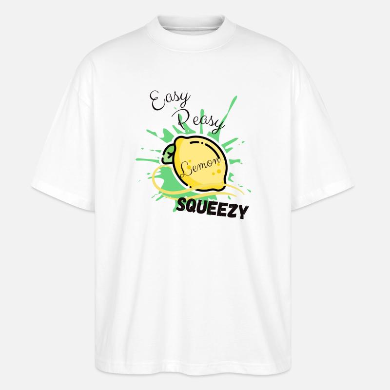 Zitrone Easy Peasy Lemon Squeezy - Stanley/Stella Oversized Unisex Bio T-Shirt Blaster 2.0 - Weiß