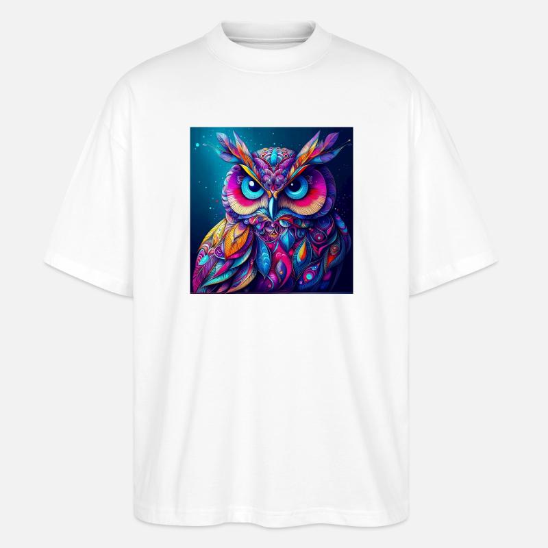 Eule - Stanley/Stella Oversized Unisex Bio T-Shirt Blaster 2.0 - Weiß