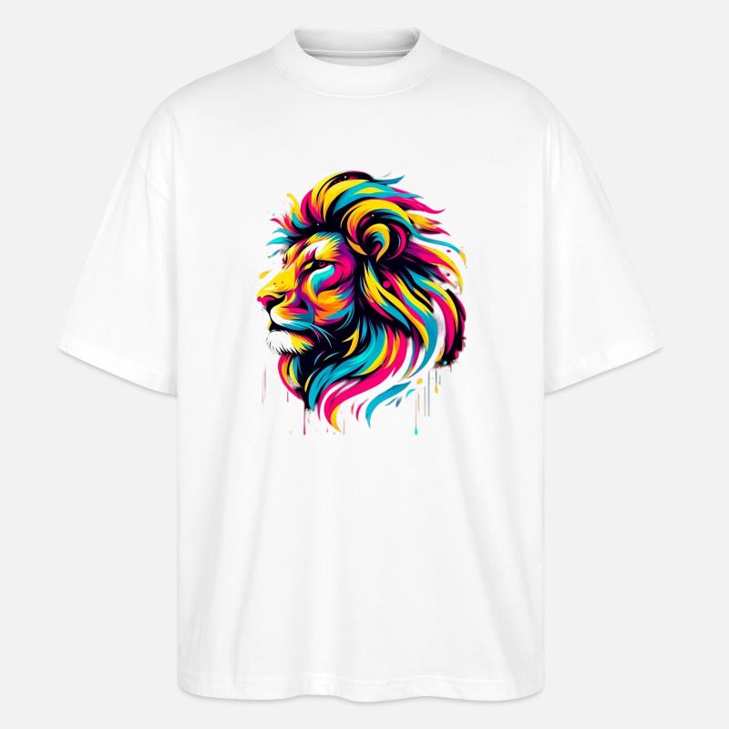Löwe - Stanley/Stella Oversized Unisex Bio T-Shirt Blaster 2.0 - Weiß