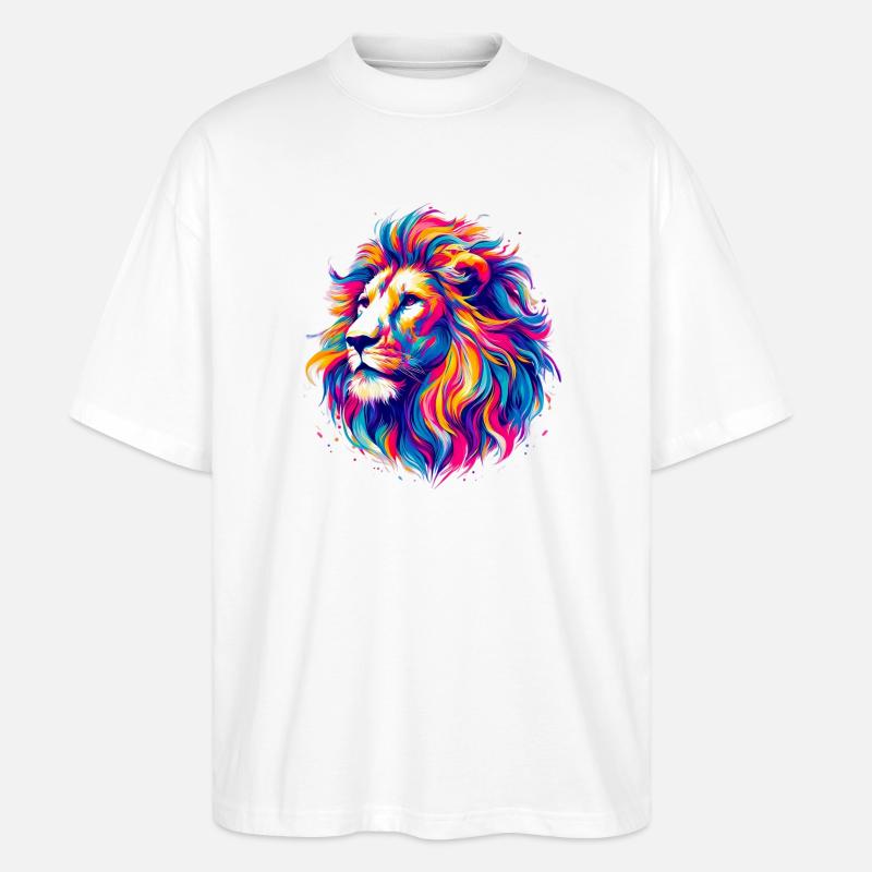 Löwe - Stanley/Stella Oversized Unisex Bio T-Shirt Blaster 2.0 - Weiß