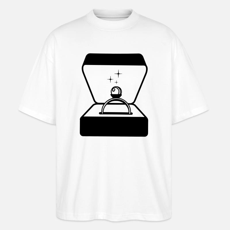 Bague avec perle dans la boîte - T-shirt bio Blaster 2.0 coupe oversize Stanley/Stella Unisexe - blanc