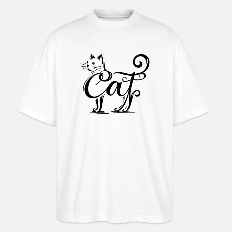 Katzen-Overlay - Verschmolzene Katze - Stanley/Stella Oversized Unisex Bio T-Shirt Blaster 2.0 - Weiß