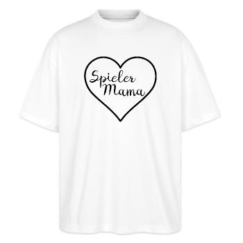 Spielermama schwarz - Stanley/Stella Oversized Unisex Bio T-Shirt Blaster 2.0 - Weiß - Vorne - Alina (178cm) & Michal (187cm)