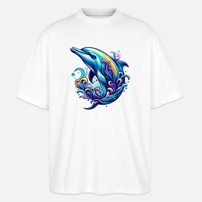 Dolphin - Stanley/Stella Oversized Unisex Organic T-shirt Blaster 2.0 - white