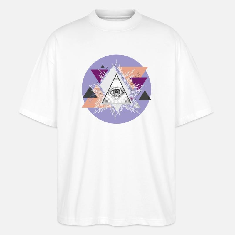 Geometric Triangular Eye with Auras - Stanley/Stella Oversized Unisex Organic T-shirt Blaster 2.0 - white