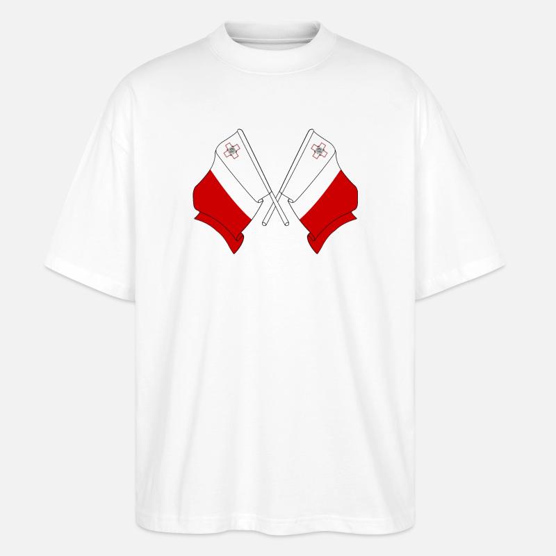 Deux drapeaux Malte - T-shirt bio Blaster 2.0 coupe oversize Stanley/Stella Unisexe - blanc