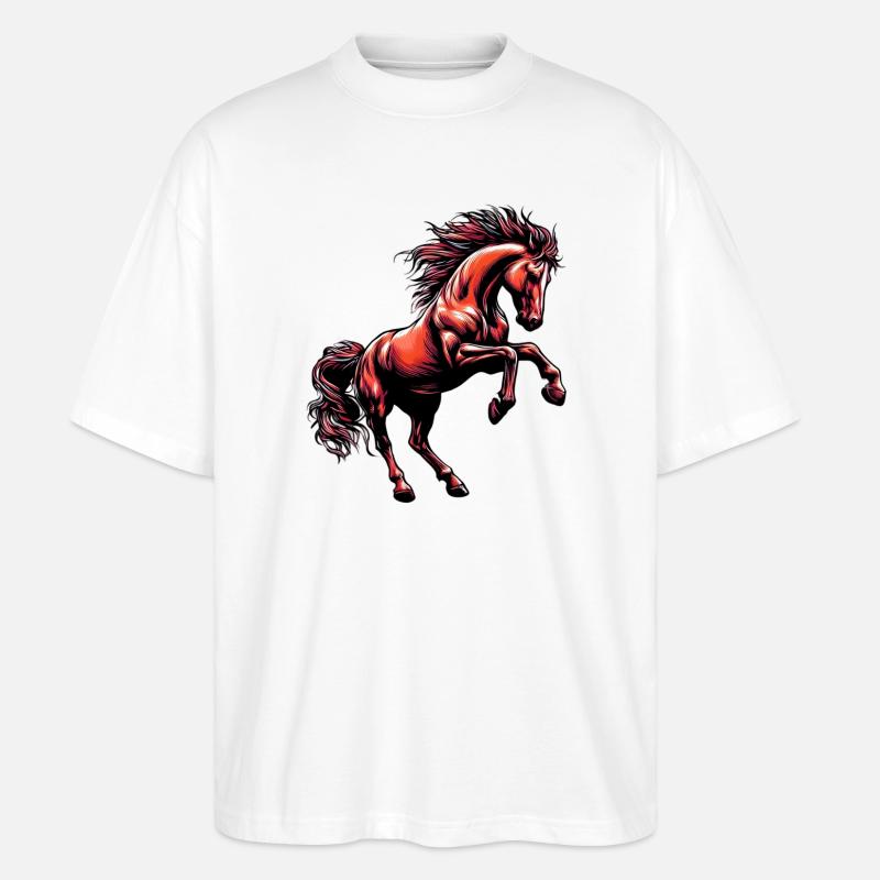 Pferd - Stanley/Stella Oversized Unisex Bio T-Shirt Blaster 2.0 - Weiß