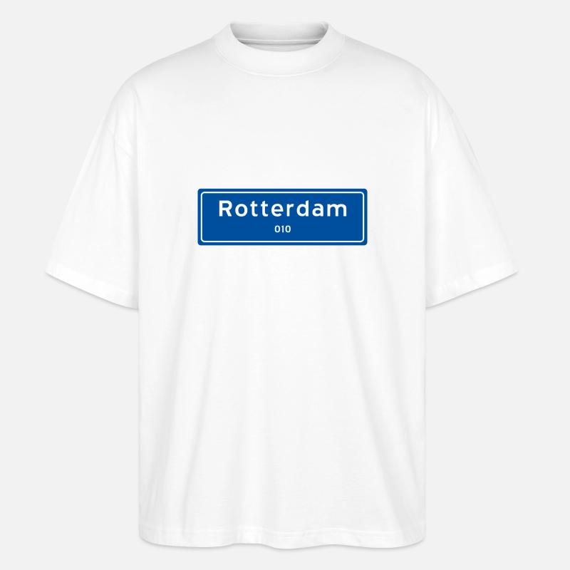 Rotterdam 010 Ortsschild - Stanley/Stella Oversized Unisex Bio T-Shirt Blaster 2.0 - Weiß