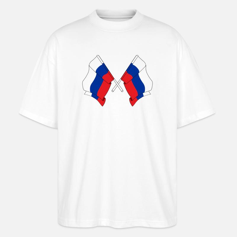 Deux drapeaux Russie - T-shirt bio Blaster 2.0 coupe oversize Stanley/Stella Unisexe - blanc