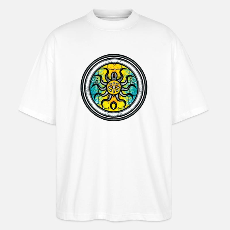 Abstract Krake mit Mandala-Muster - Stanley/Stella Oversized Unisex Bio T-Shirt Blaster 2.0 - Weiß