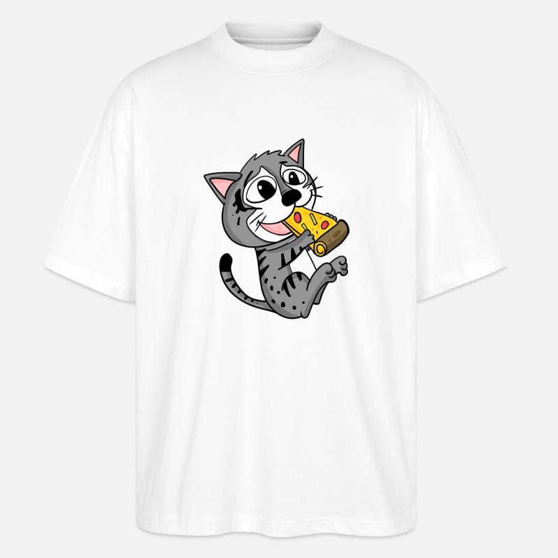 Pizza au chat - T-shirt bio Blaster 2.0 coupe oversize Stanley/Stella Unisexe - blanc
