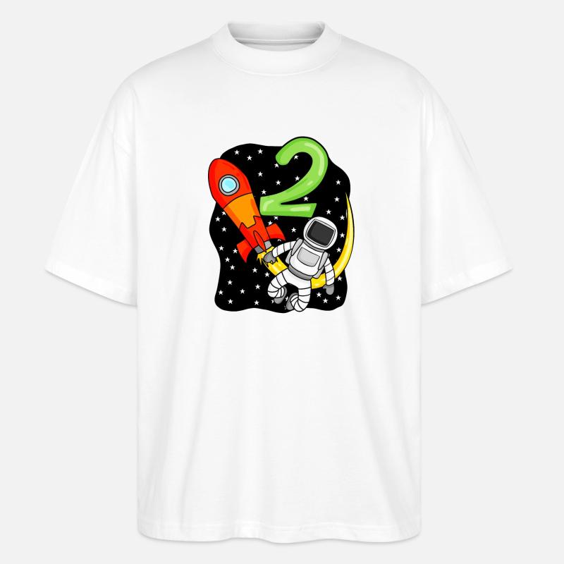 2 Anniversaire Garçon Astronaute - T-shirt bio Blaster 2.0 coupe oversize Stanley/Stella Unisexe - blanc