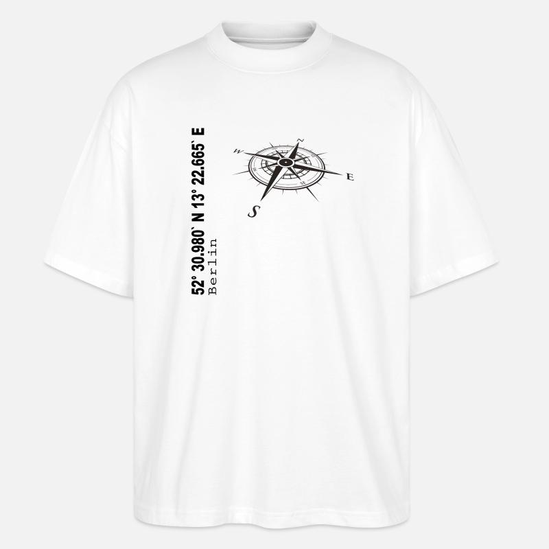 Koordinaten Berlin - Stanley/Stella Oversized Unisex Bio T-Shirt Blaster 2.0 - Weiß