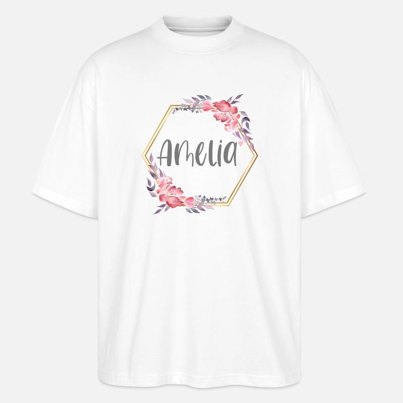 Amelia fille nom cadeau de bébé - T-shirt bio Blaster 2.0 coupe oversize Stanley/Stella Unisexe - blanc