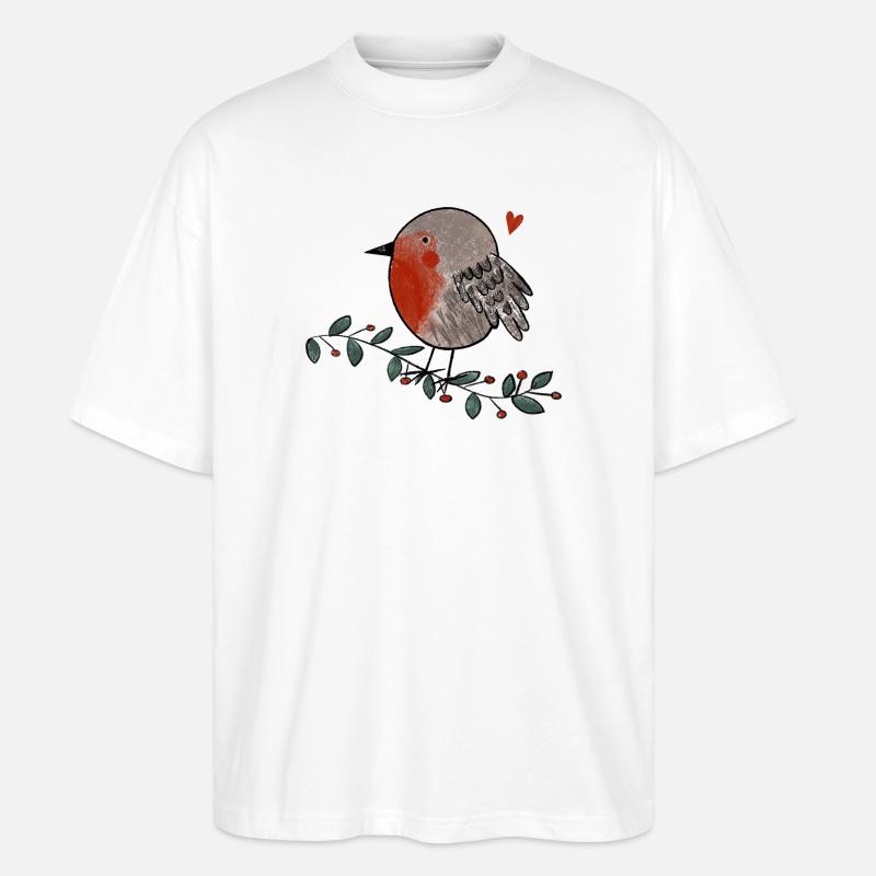 Rotkehlchen Liebe - Stanley/Stella Oversized Unisex Bio T-Shirt Blaster 2.0 - Weiß