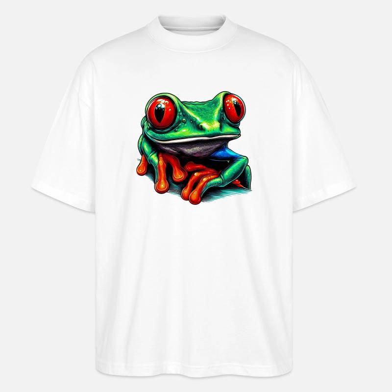 Rotäugiger Laubfrosch - Stanley/Stella Oversized Unisex Bio T-Shirt Blaster 2.0 - Weiß