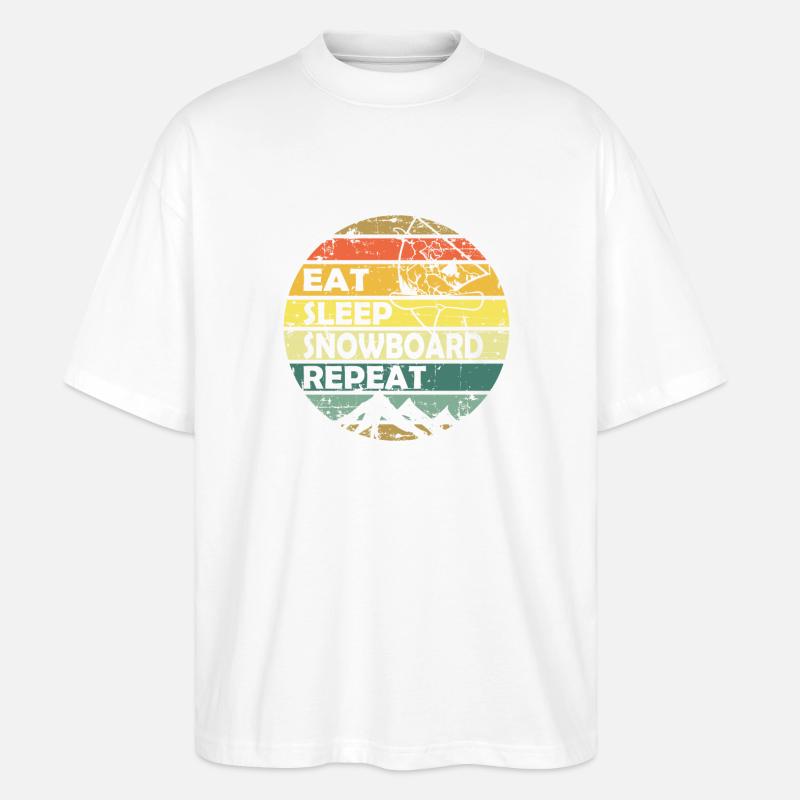 Eat Sleep Snowboard Repeat Retro Circle - Stanley/Stella Oversized Unisex Bio T-Shirt Blaster 2.0 - Weiß