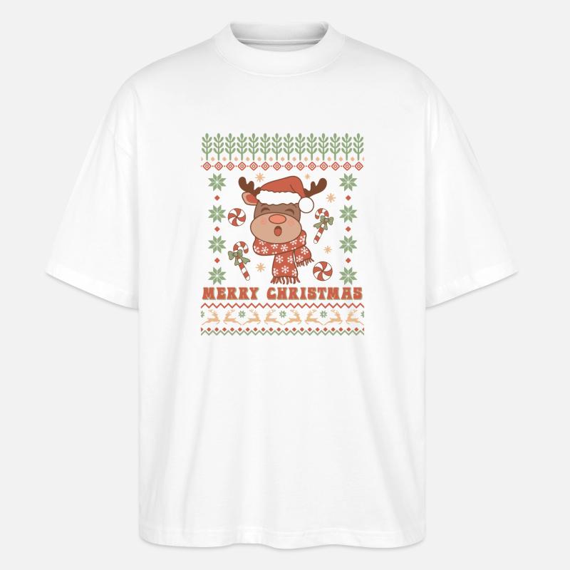 Pull de Noël moche - T-shirt bio Blaster 2.0 coupe oversize Stanley/Stella Unisexe - blanc