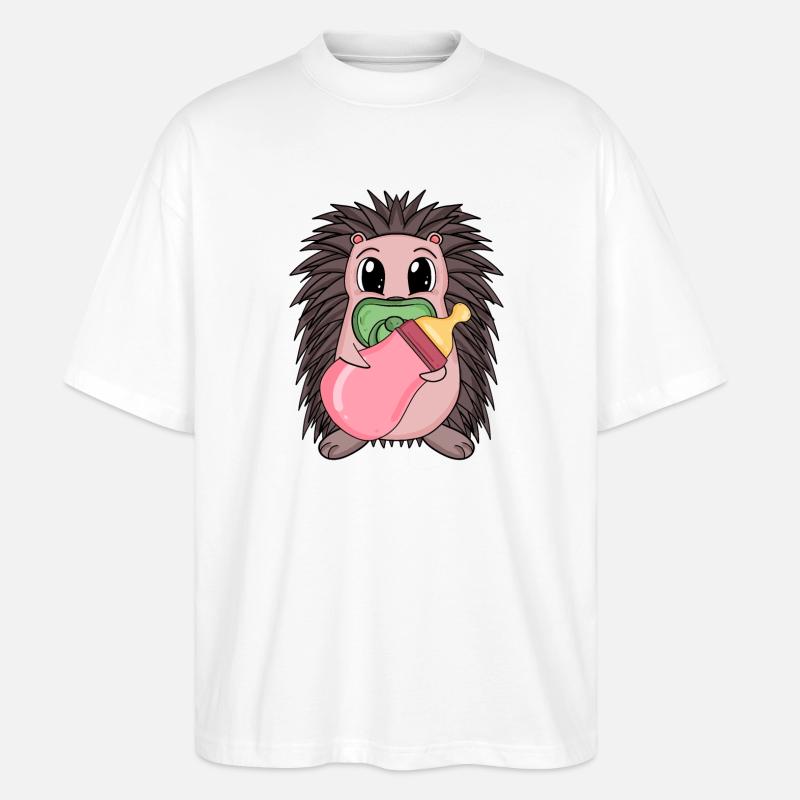 Motif de bébé hérisson - T-shirt bio Blaster 2.0 coupe oversize Stanley/Stella Unisexe - blanc