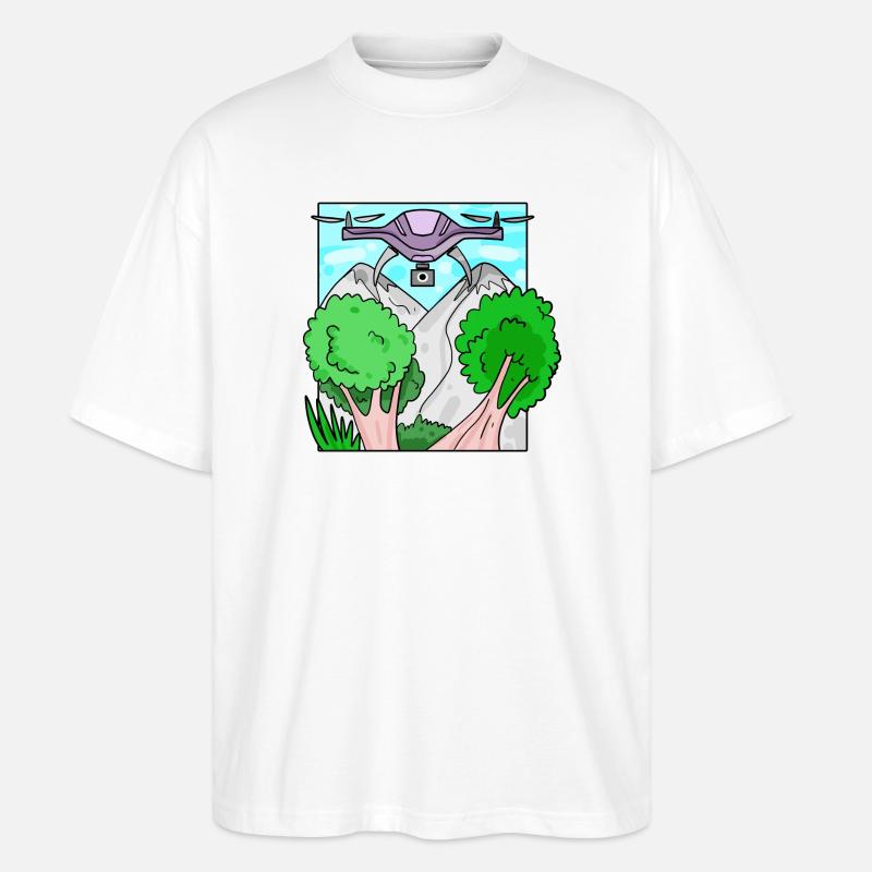Drone Drone Drones - Stanley/Stella Oversized Unisex Organic T-shirt Blaster 2.0 - white