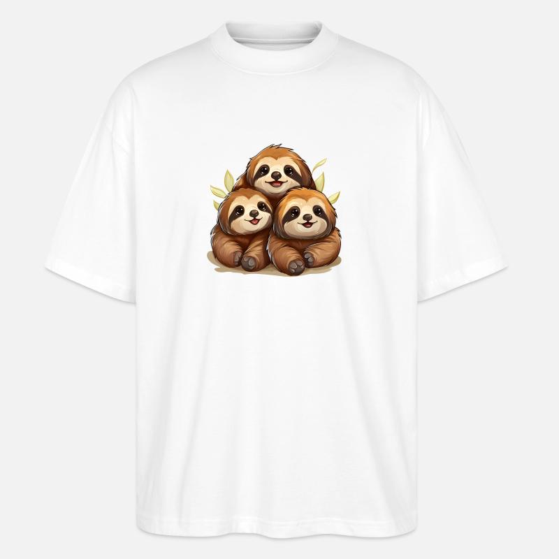 sloth squad - Stanley/Stella Oversized Unisex Bio T-Shirt Blaster 2.0 - Weiß