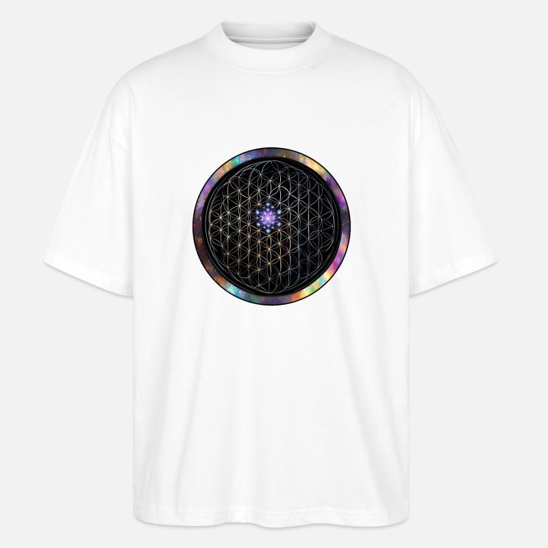 Blume der Leben Kosmos Kreis - Stanley/Stella Oversized Unisex Bio T-Shirt Blaster 2.0 - Weiß