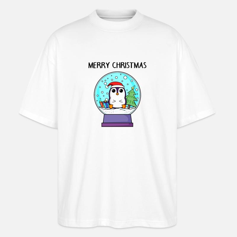 Pingouin Noël - Joyeux Noël - T-shirt bio Blaster 2.0 coupe oversize Stanley/Stella Unisexe - blanc