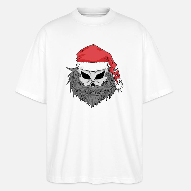 Crâne de Père Noël - T-shirt bio Blaster 2.0 coupe oversize Stanley/Stella Unisexe - blanc