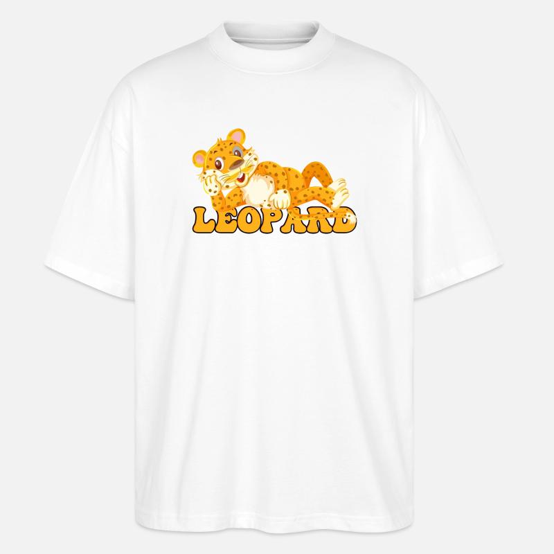 Leopard Cub Cartoon Pop Art - Stanley/Stella Oversized Unisex Organic T-shirt Blaster 2.0 - white