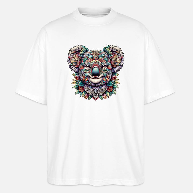 Koala mit Mandalas dekoriert - Stanley/Stella Oversized Unisex Bio T-Shirt Blaster 2.0 - Weiß