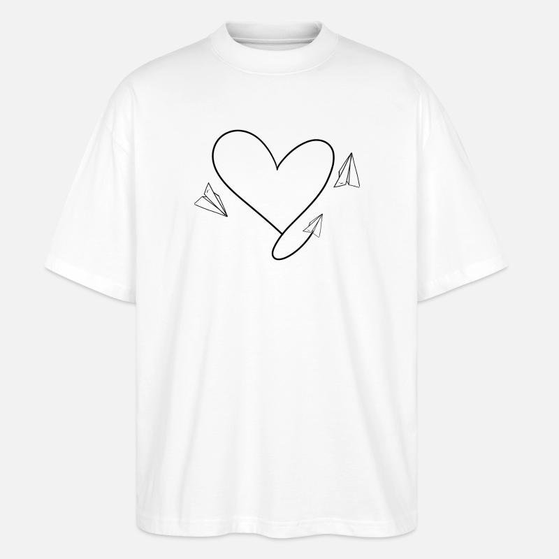 Flugzeug Flieger mit Herz - Stanley/Stella Oversized Unisex Bio T-Shirt Blaster 2.0 - Weiß