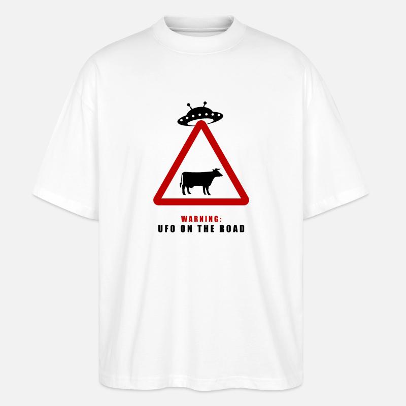 Warnung! UFO auf der Straße! - Stanley/Stella Oversized Unisex Bio T-Shirt Blaster 2.0 - Weiß
